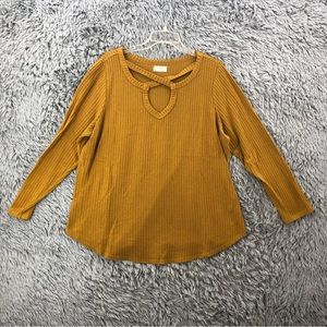 Maurices Shirt 24/7 Women Size 1 Vneck Criss Cross Front Soft Waffle Knit Shirt🎃